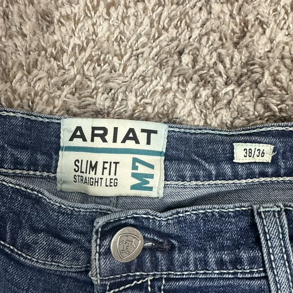 Ariat M7 Jeans Slim Fit Wesley Straight Leg 38x36 Dark Denim Cowboy Workwear